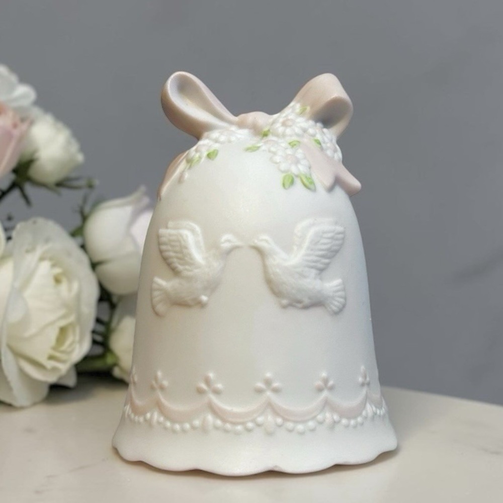 Vintage LEFTON Christopher Collection Bisque Porcelain Wedding Bell TWL00944